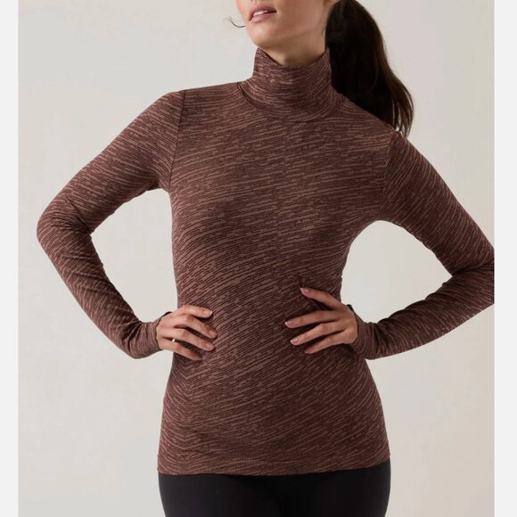 XS - ATHLETA - Brown Flurry Seamless Turtleneck NEW $99 msrp - Picture 1 of 6